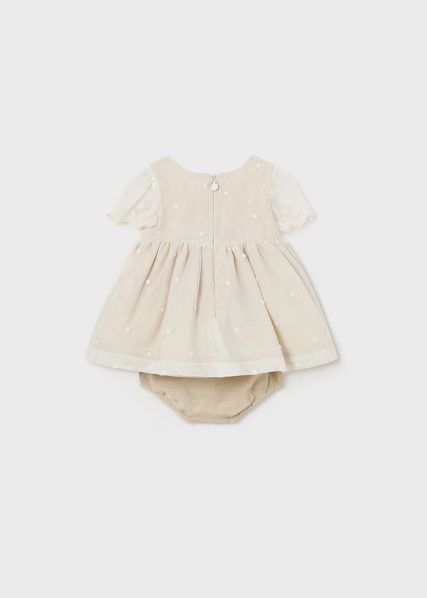 MAYORAL TULLE DRESS W BLOOMERS - NATURAL
