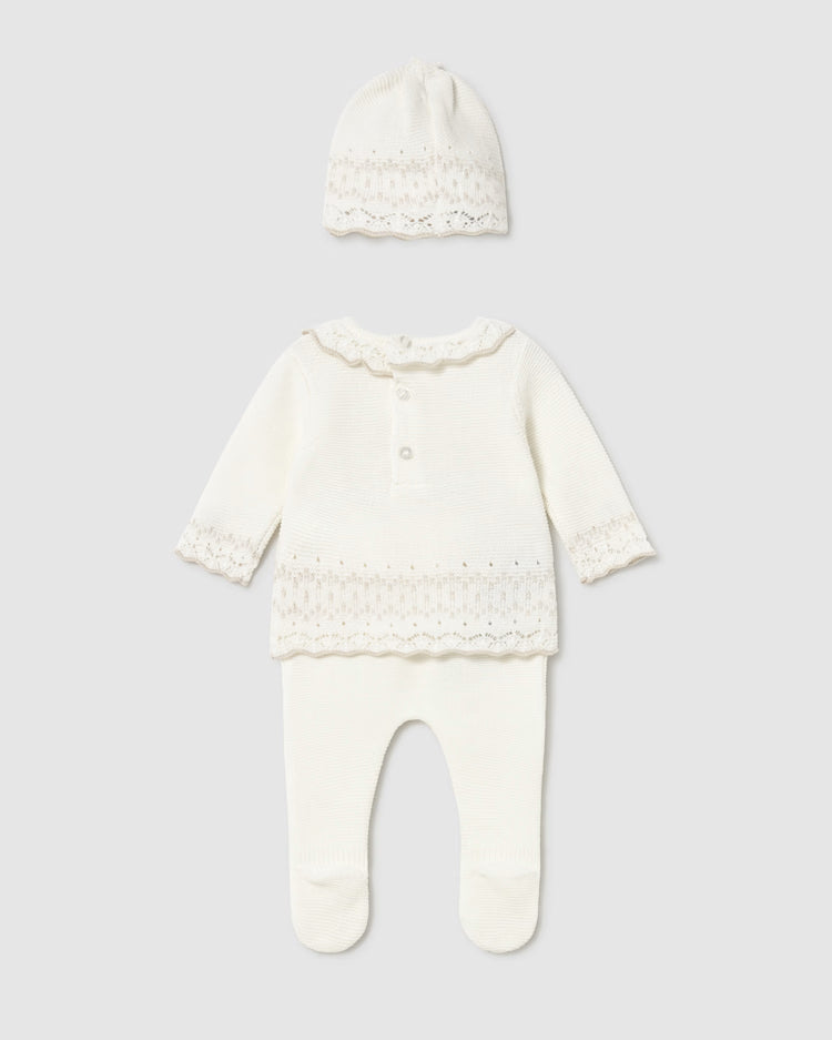 MAYORAL 3PC KNIT SET - ECRU