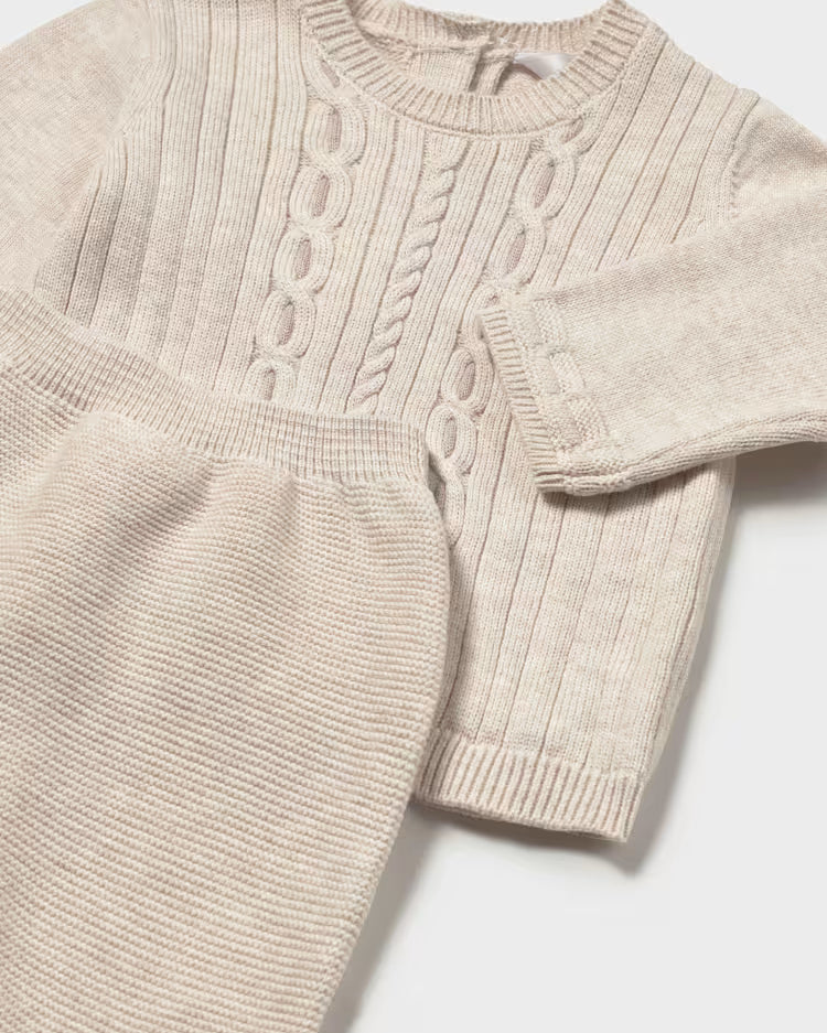MAYORAL PANT SWEATER + HAT SET - MILK