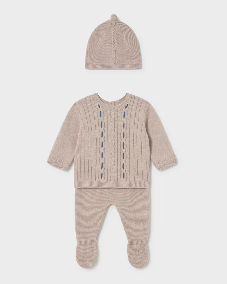 MAYORAL PANT SWEATER + HAT SET - MOCHA