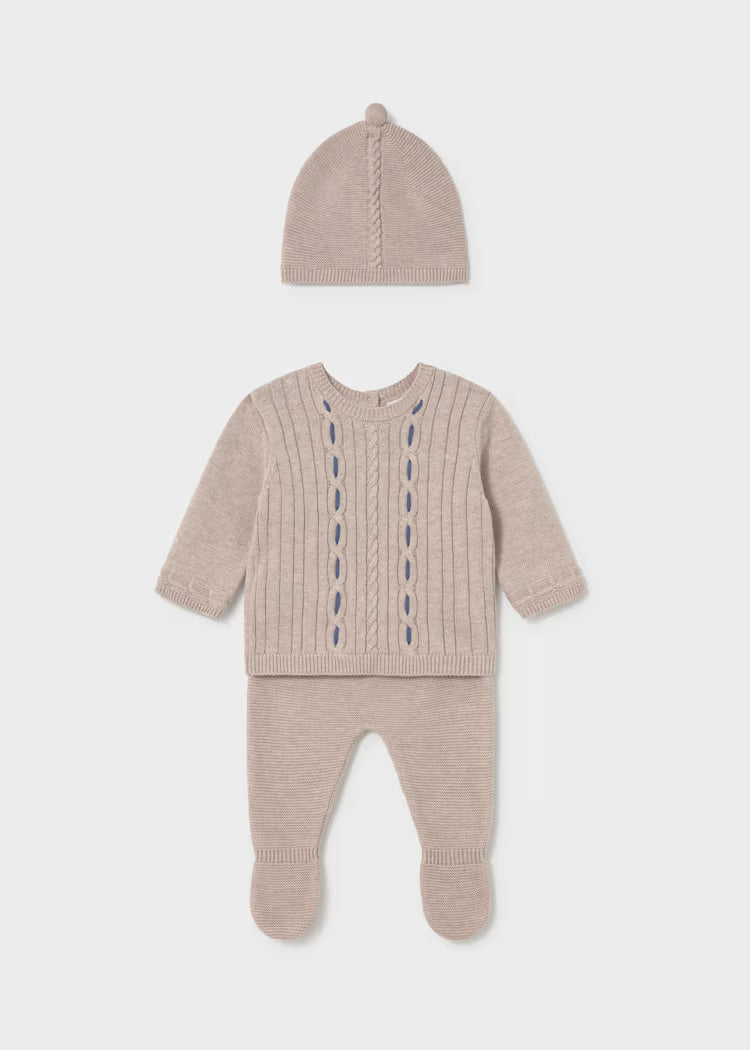 MAYORAL PANT SWEATER + HAT SET - MOCHA