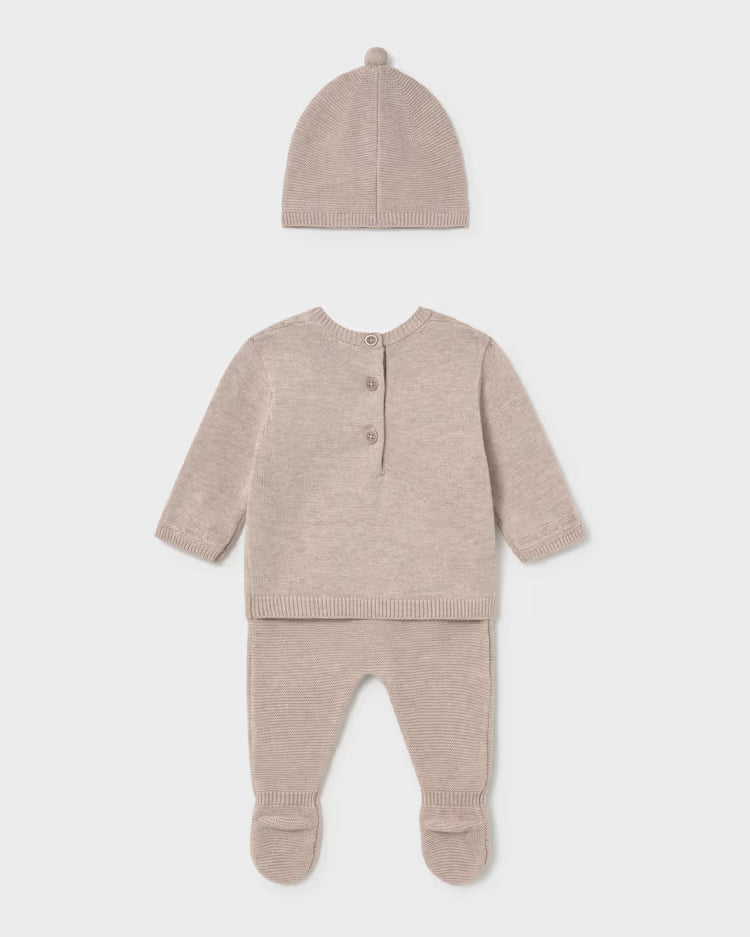 MAYORAL PANT SWEATER + HAT SET - MOCHA
