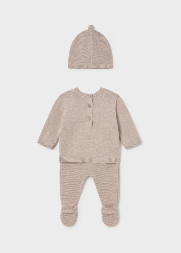 MAYORAL PANT SWEATER + HAT SET - MOCHA