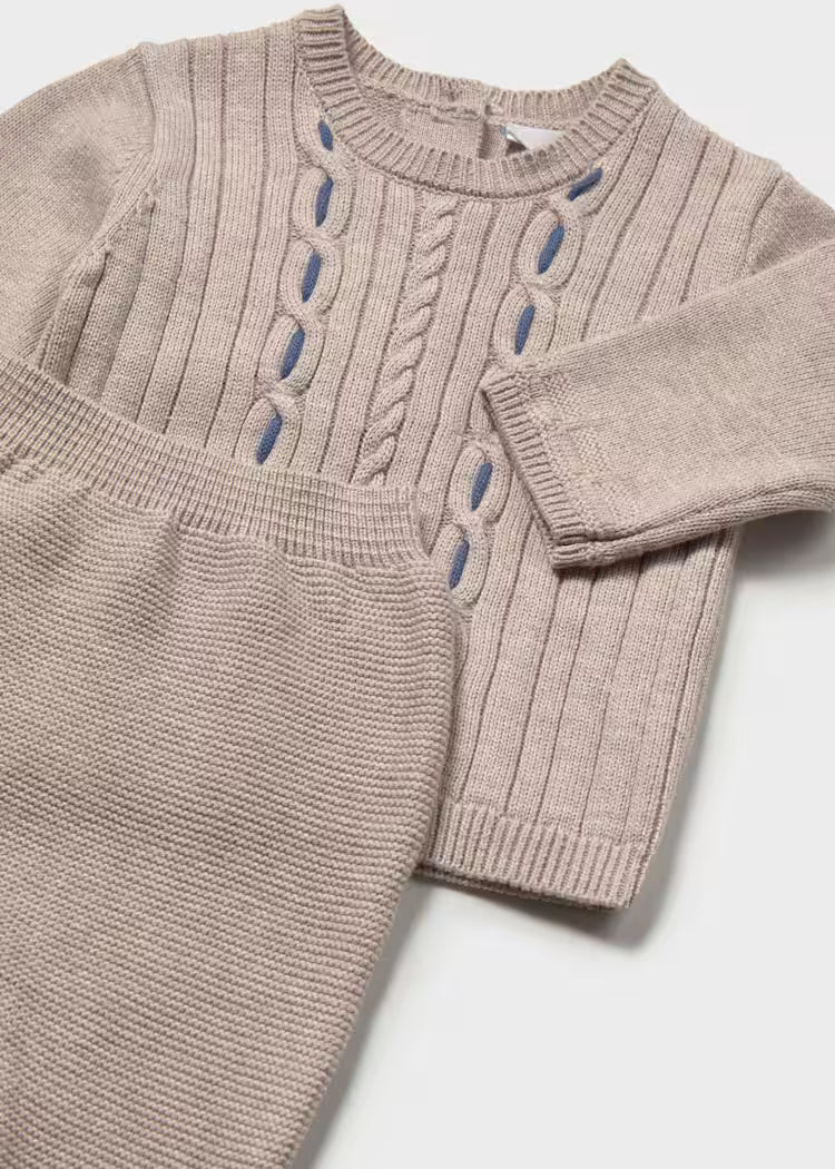 MAYORAL PANT SWEATER + HAT SET - MOCHA