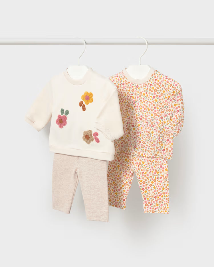 MAYORAL PRINTED 2PC LEGGING + PULLOVER SET - OAT HEATHER
