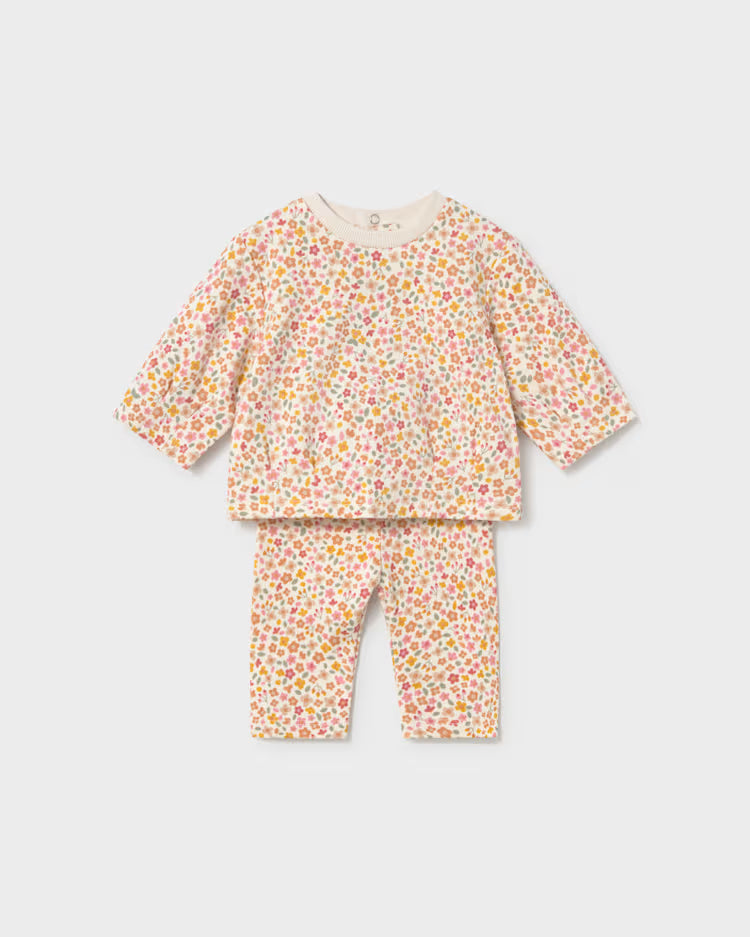 MAYORAL PRINTED 2PC LEGGING + PULLOVER SET - OAT HEATHER