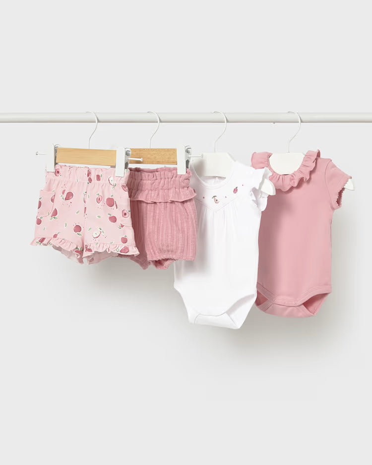 MAYORAL 2PC SHORTS + BODYSUIT SET - ROSE