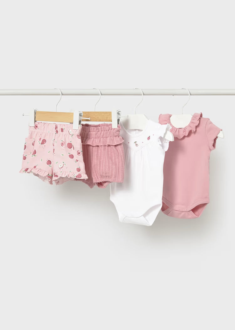 MAYORAL 2PC SHORTS + BODYSUIT SET - ROSE