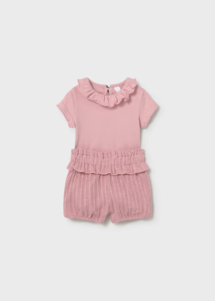 MAYORAL 2PC SHORTS + BODYSUIT SET - ROSE