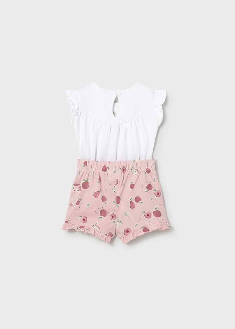 MAYORAL 2PC SHORTS + BODYSUIT SET - ROSE