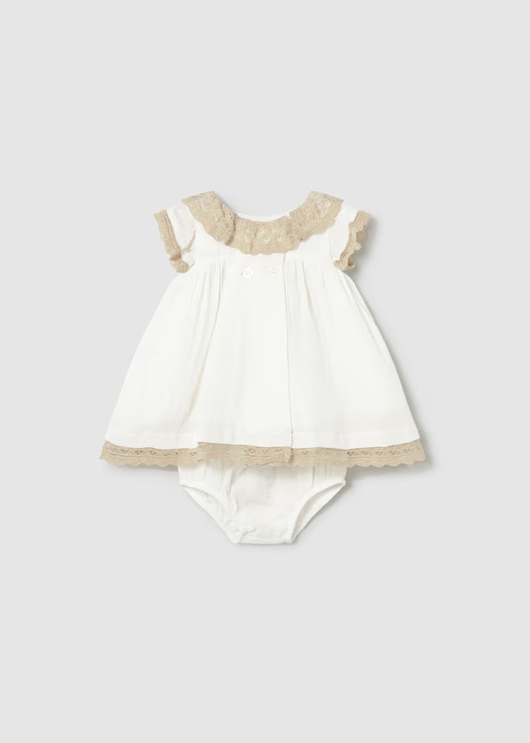 MAYORAL DRESS W BLOOMERS - CREAM