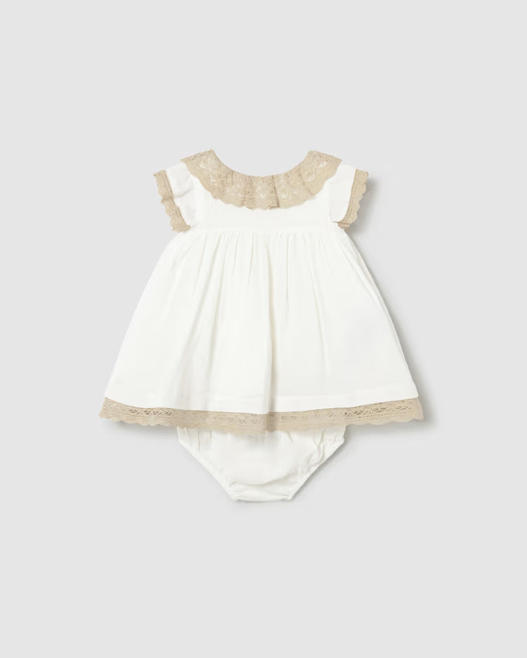 MAYORAL DRESS W BLOOMERS - CREAM