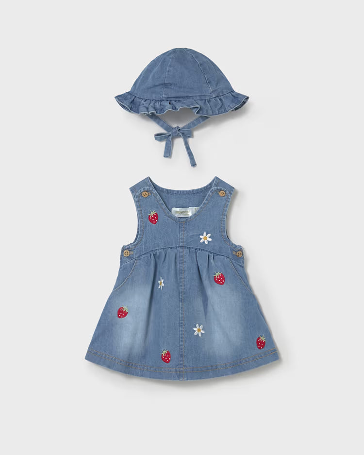MAYORAL DENIM DRESS + HAT SET - DENIM