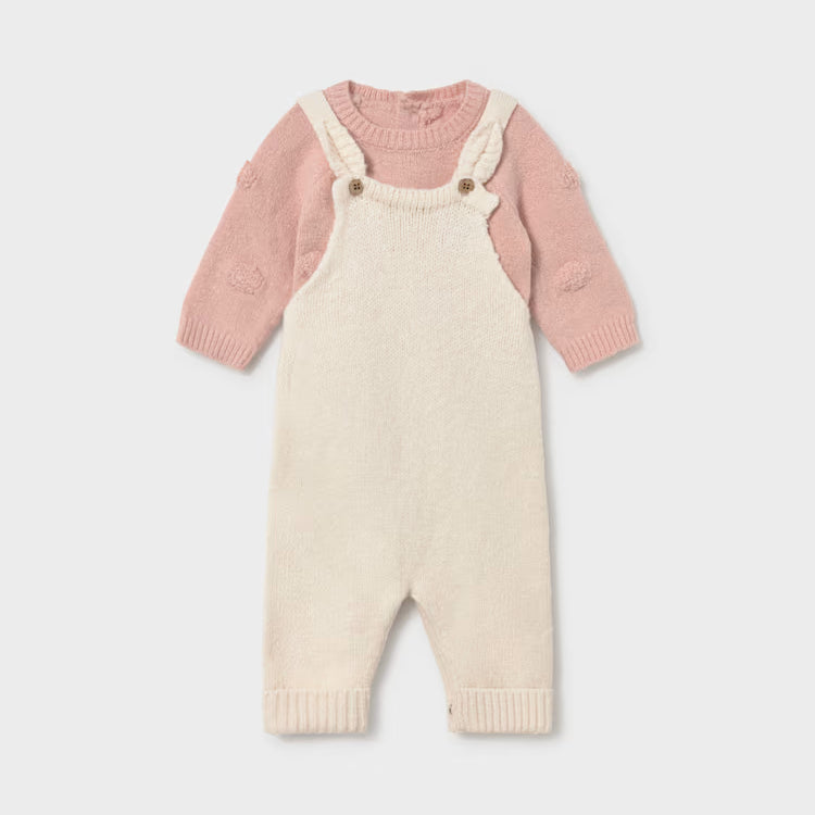 MAYORAL DUNGAREE + SWEATER SET - CREAM
