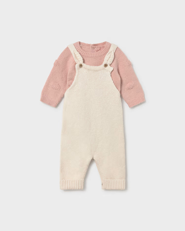 MAYORAL DUNGAREE + SWEATER SET - CREAM