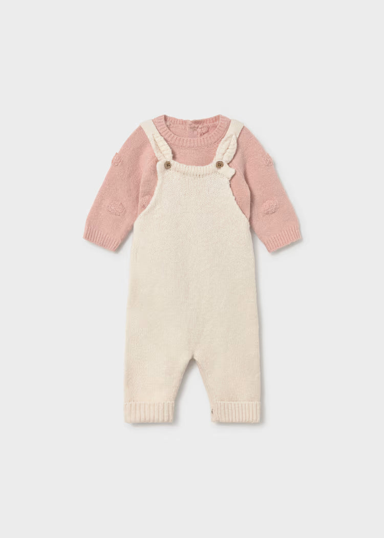 MAYORAL DUNGAREE + SWEATER SET - CREAM