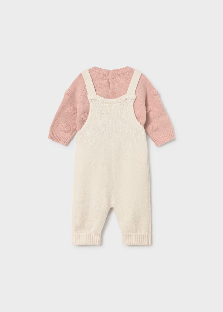 MAYORAL DUNGAREE + SWEATER SET - CREAM