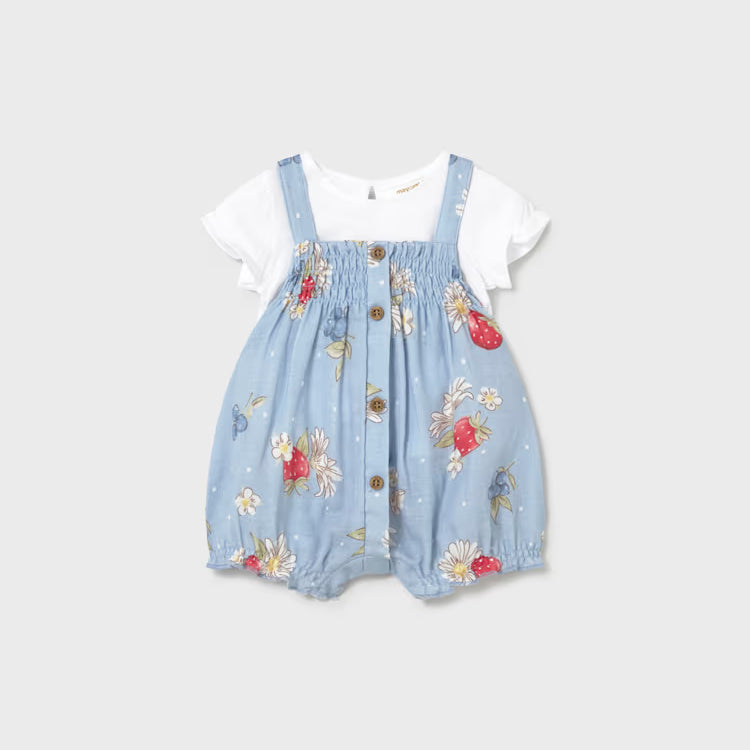MAYORAL 2PC DUNGAREE + TEE SET - LAGOON