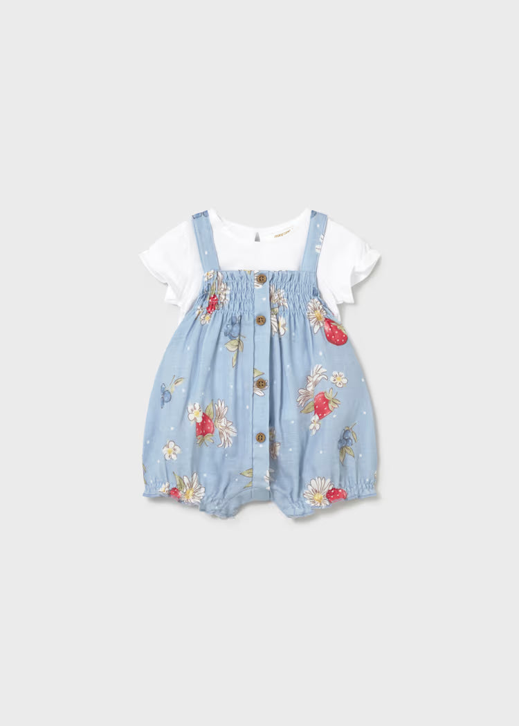MAYORAL 2PC DUNGAREE + TEE SET - LAGOON