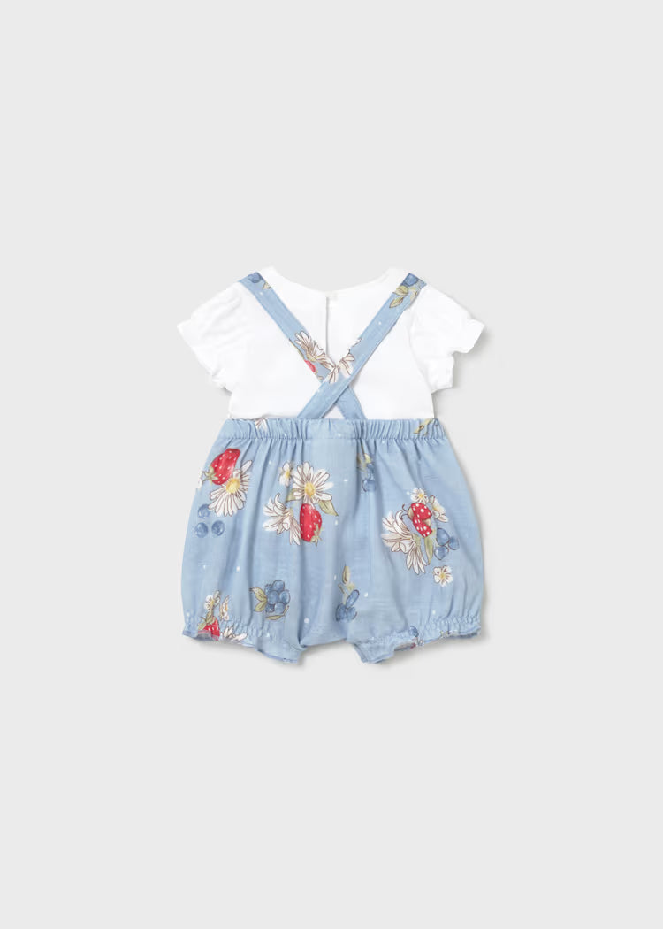 MAYORAL 2PC DUNGAREE + TEE SET - LAGOON