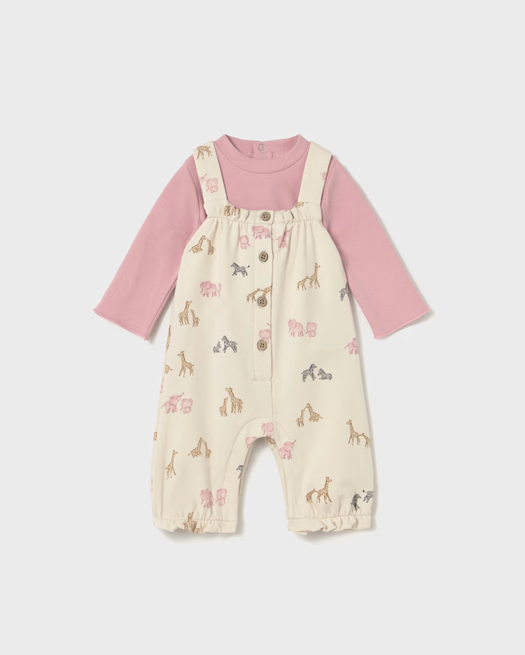 MAYORAL DUNGAREE 2PC SET - ORCHID