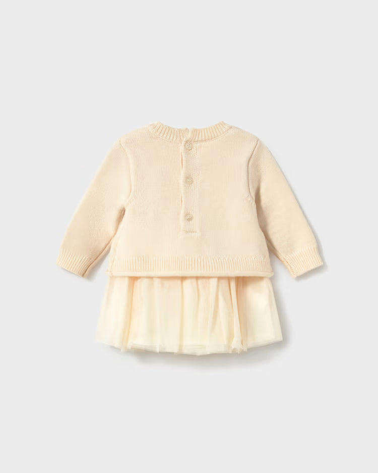 MAYORAL KNIT PRINTED DRESS - CREAM