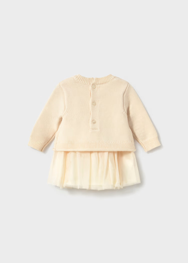 MAYORAL KNIT PRINTED DRESS - CREAM