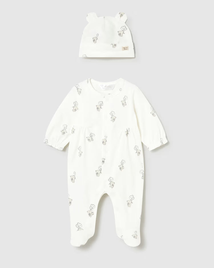 MAYORAL 2PC SLEEPER + HAT SET - NATURAL