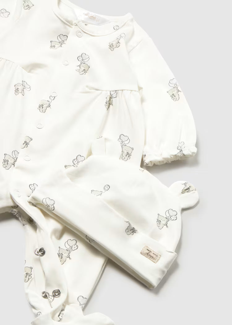 MAYORAL 2PC SLEEPER + HAT SET - NATURAL