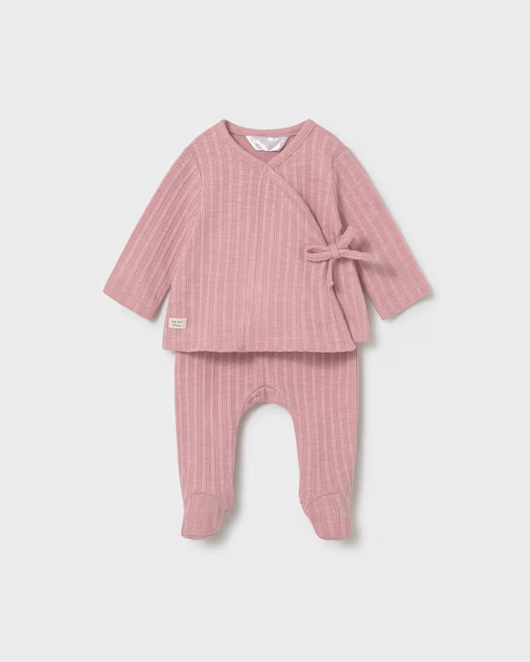 MAYORAL 2PC PANTS + TIE SHIRT SET - PINK