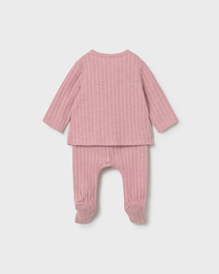 MAYORAL 2PC PANTS + TIE SHIRT SET - PINK