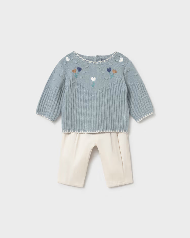MAYORAL SWEATER + PANT SET - WHITE
