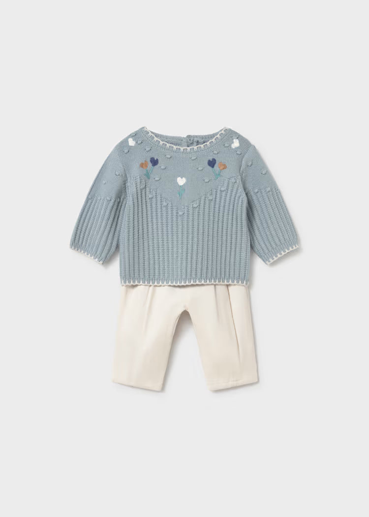 MAYORAL SWEATER + PANT SET - WHITE