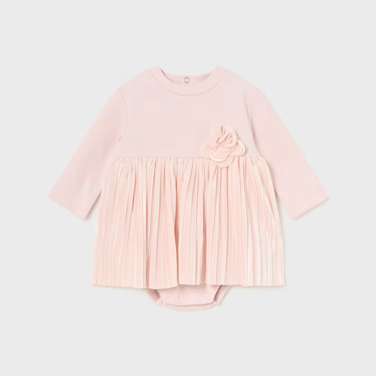 MAYORAL PLEATED ROMPER DRESS - BLUSH