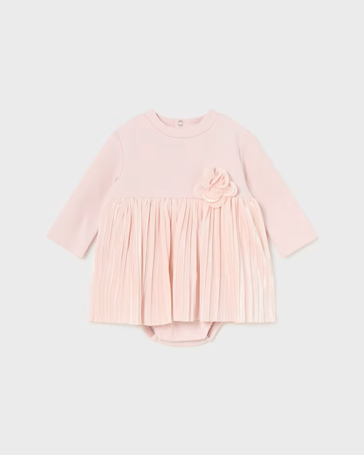 MAYORAL PLEATED ROMPER DRESS - BLUSH