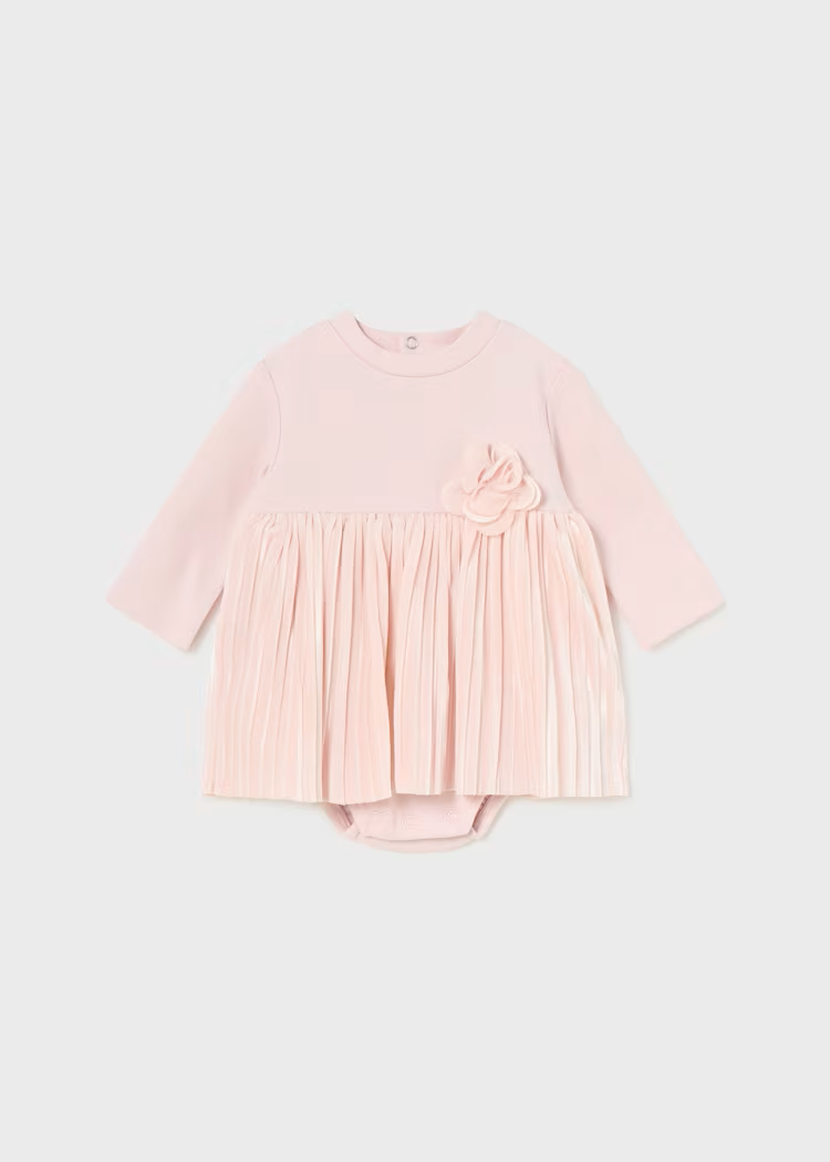 MAYORAL PLEATED ROMPER DRESS - BLUSH