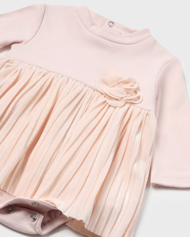 MAYORAL PLEATED ROMPER DRESS - BLUSH