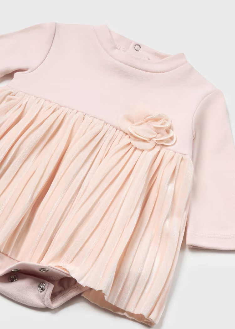 MAYORAL PLEATED ROMPER DRESS - BLUSH