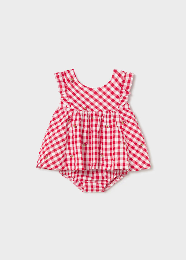 MAYORAL PRINTED DRESS W BLOOMERS - RED