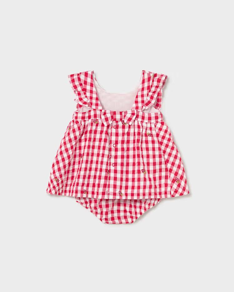 MAYORAL PRINTED DRESS W BLOOMERS - RED