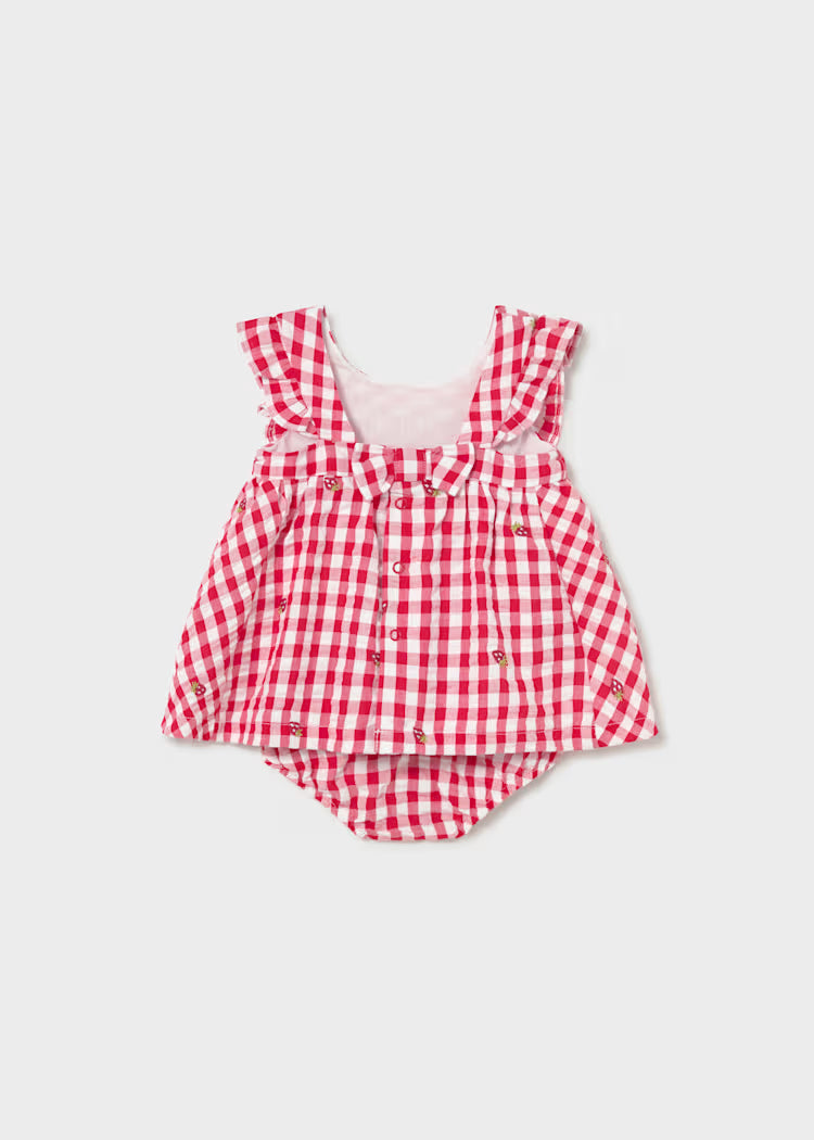 MAYORAL PRINTED DRESS W BLOOMERS - RED