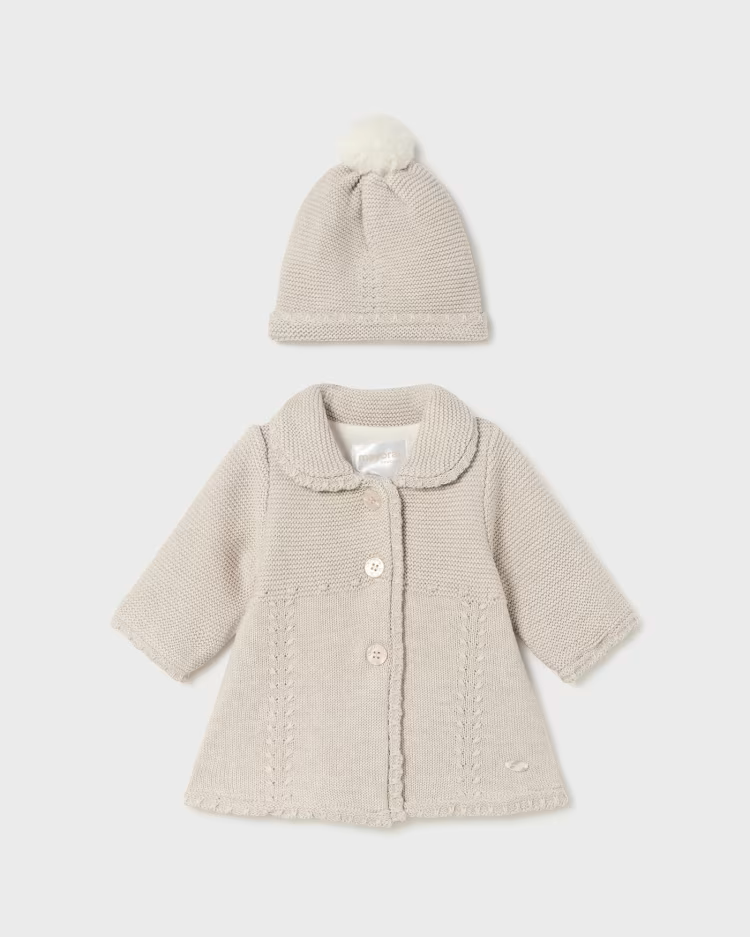 MAYORAL 2PC COAT + HAT SET - WALNUT MELANGE