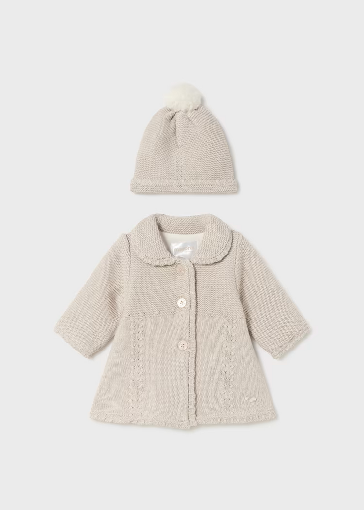 MAYORAL 2PC COAT + HAT SET - WALNUT MELANGE