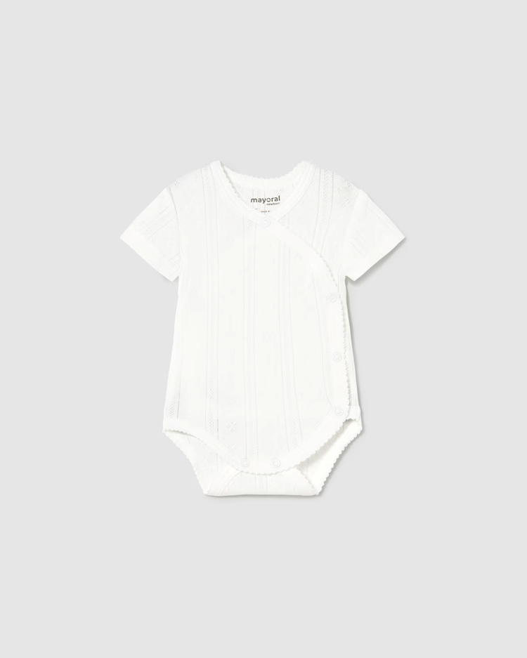 MAYORAL OPENWORK SHORT SLEEVED BODYSUIT - WHITE