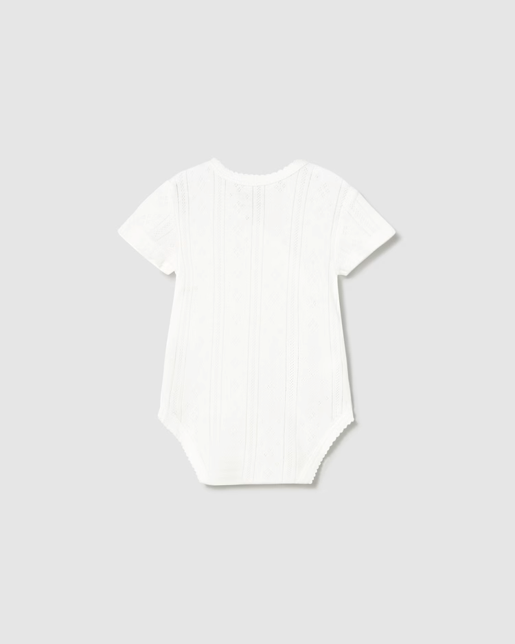 MAYORAL OPENWORK SHORT SLEEVED BODYSUIT - WHITE