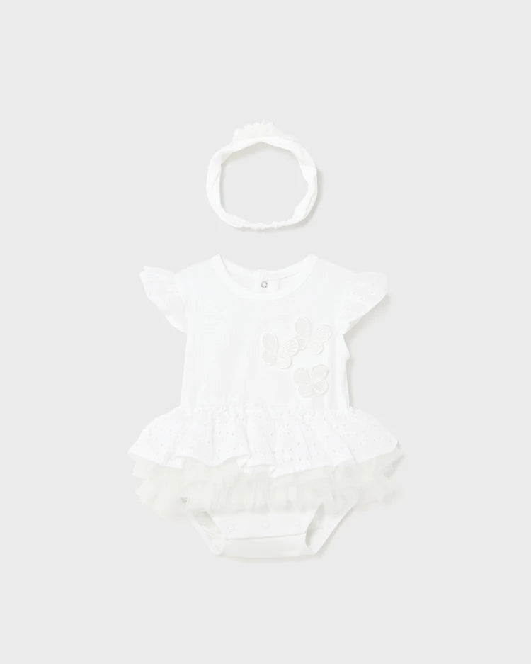 MAYORAL TUTU ROMPER + HEADBAND SET - WHITE