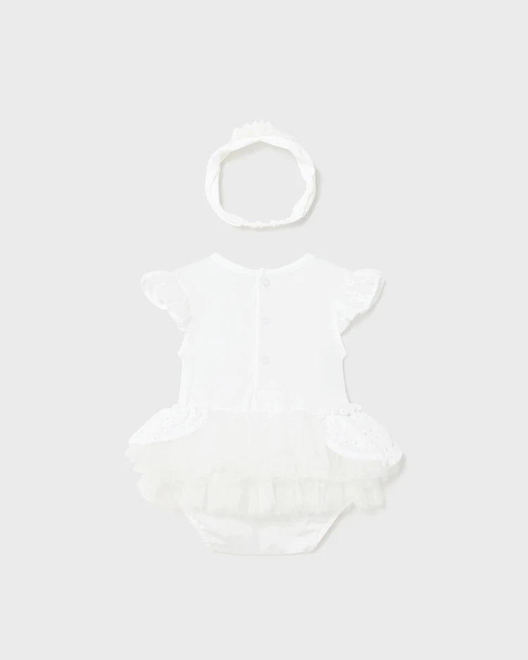 MAYORAL TUTU ROMPER + HEADBAND SET - WHITE