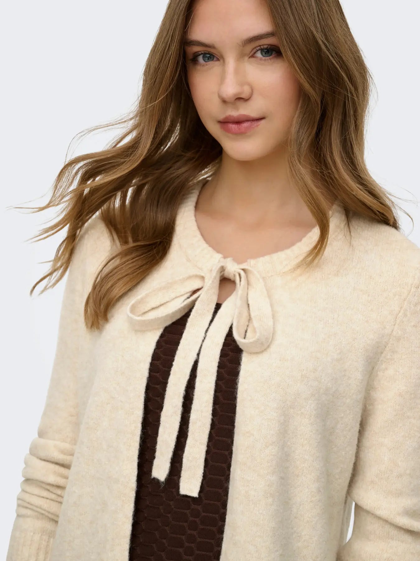 ONLY JESSIE LS ONE STRING CARDIGAN - PUMICE STONE