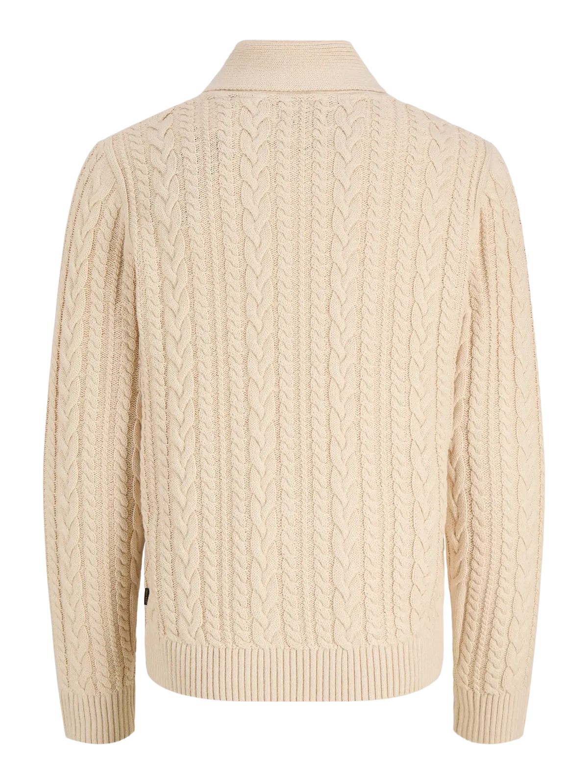 JJ CALLUM CABLE KNIT SHAWL SWEATER - PARCHMENT