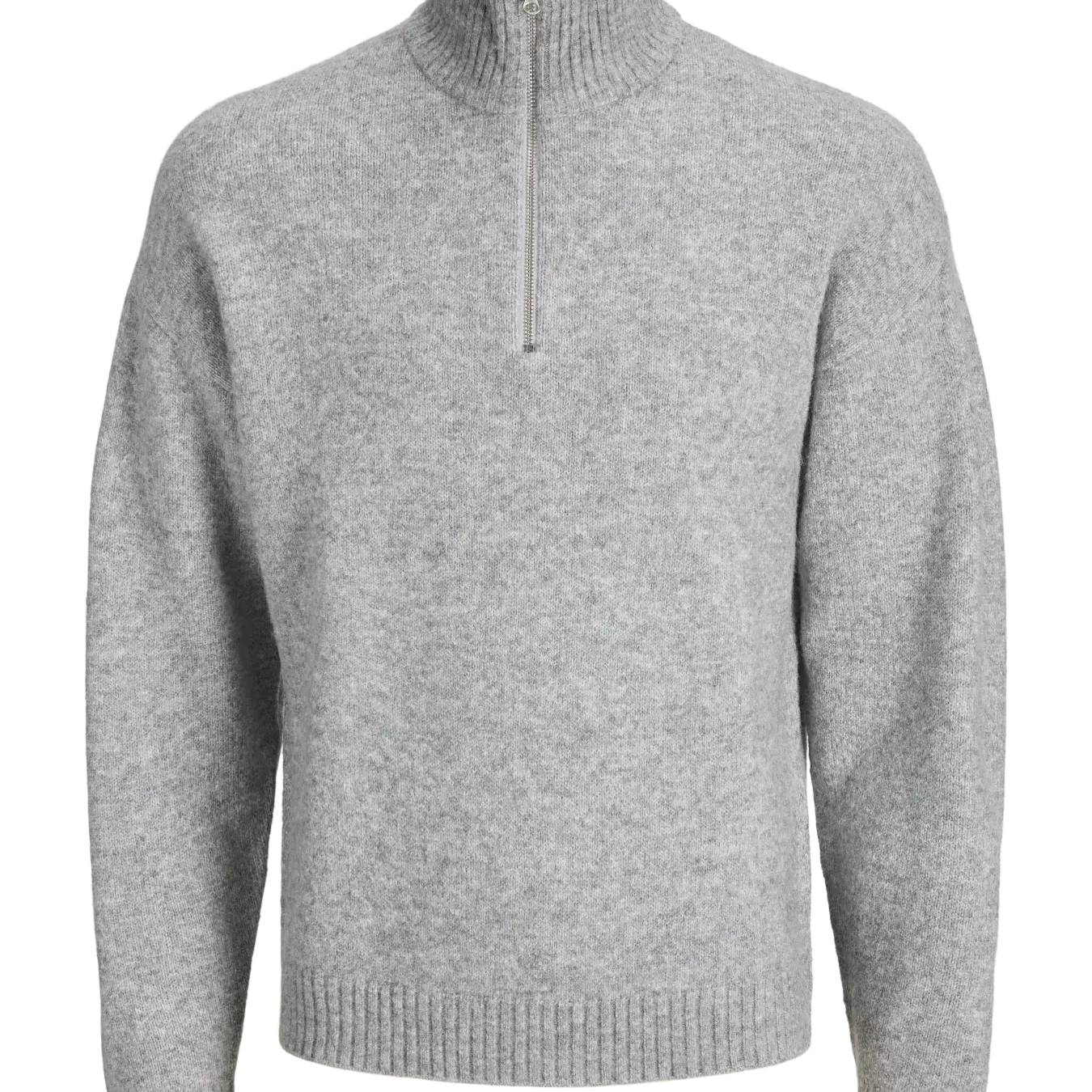 JJ SOHO OLLIE KNIT HALF ZIP SWEATER - LIGHT GREY